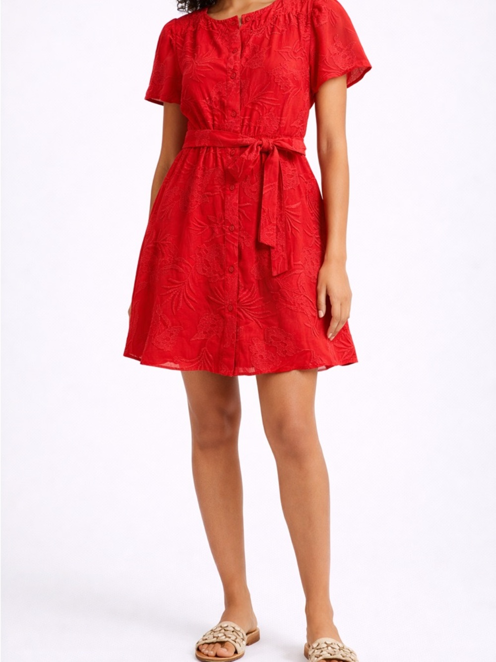NWT Anthropologie Ranna Gill Scarlette Embroidered Mini Dress Red S
